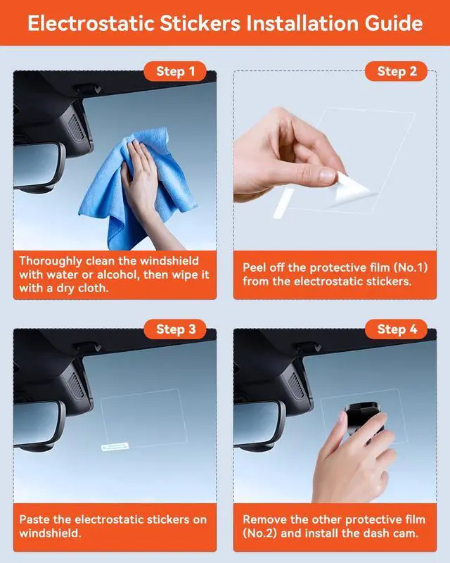 Alt view image 3 of 6 - Double-Sided Adhesive Pads for Dash Cam | Residue-Free Electrostatic Stickers, Drop-Resistant Adhesion Promoter, Customizable for Windshield Mounting