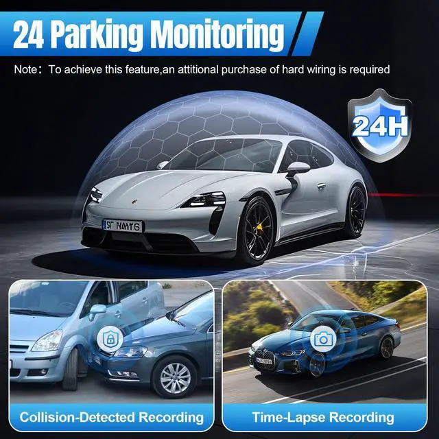 Alt view image 4 of 7 - 4 Channel Dash Cam,360° All-Around View Front Rear Left Right Inside Car Camera,3" IPS Screen,4-Way Dash Cam with 24H Parking Mode,8 IR Night Vision,G-Sensor,128GB Card Included