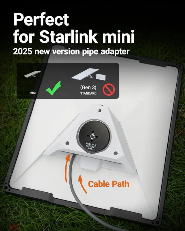 Alt view image 4 of 7 - ORLNK Tripod Adapter Mount for Starlink Mini with 1/4"-20, 3/8"-16 Threaded | Fits Quick-Release Plate, Ball Mount Clamp, Flush Installation, Lightweight Aluminum Alloy, ORLNK SM04
