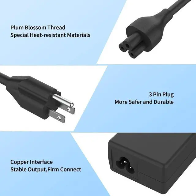 Alt view image 5 of 7 - 45W (4.5 * 3.0 mm Jack 19.5V 2.31A) AC Charger Fit for DELL Inspiron 11/13/14/15/17 3000 5000 7000 Series(3583 3593 5570) Latitude E5450 XPS 13-45 Watt AC 2-in-1 Computer Power Adapter Cord