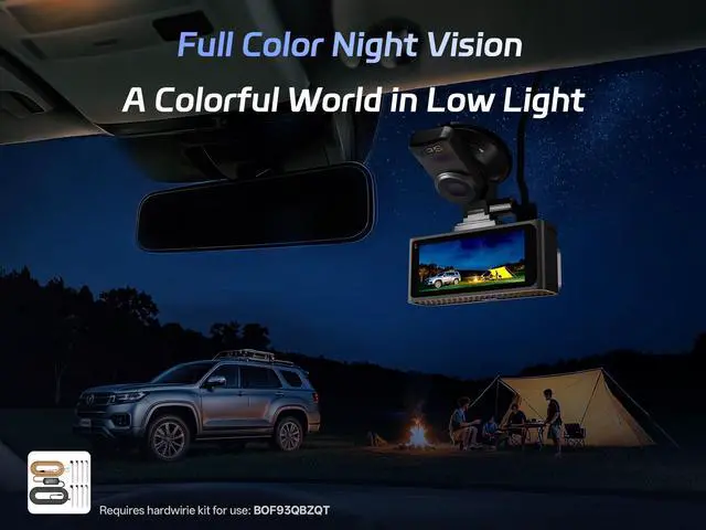 Alt view image 4 of 7 - S3 Touch 4K Dash Cam Front and Rear, STARVIS 2 Sensor, 128GB Card | STARLIT Full Color Night Vision,WiFi 6,ADAS,GPS,Dash Camera for Cars with 3.39"IPS Screen, Voice Control,24H Parking Mode