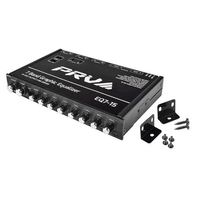 Alt view image 3 of 7 - EQ7-15 7 Band Graphic Equalizer 15 Volt RCA Line-Level Output with Fader and Subwoofer Level Control for Car Audio