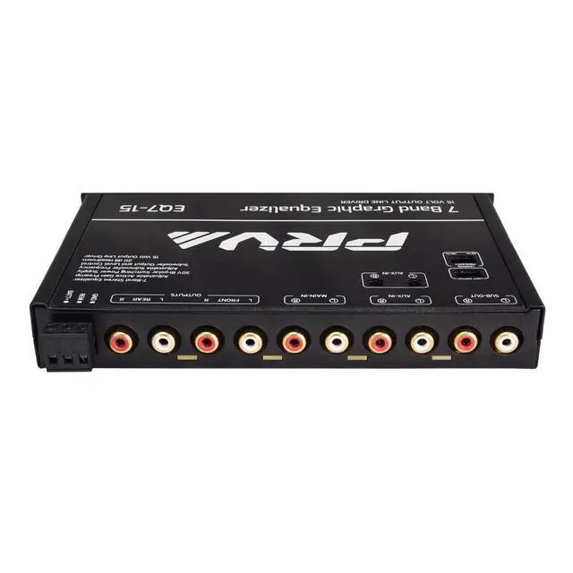 Alt view image 7 of 7 - EQ7-15 7 Band Graphic Equalizer 15 Volt RCA Line-Level Output with Fader and Subwoofer Level Control for Car Audio
