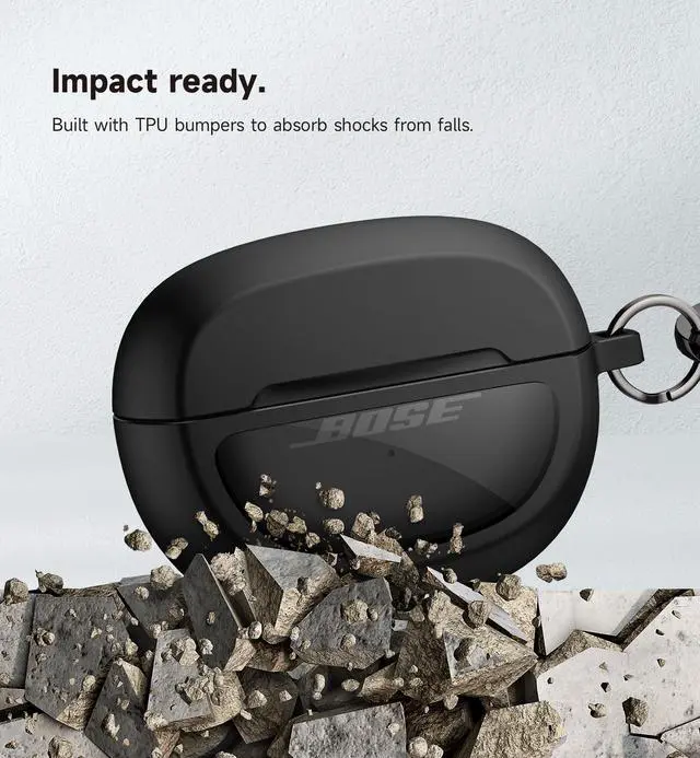 Alt view image 3 of 7 - Case Cover for Bose Ultra Open Earbuds(2024), Shockproof Protective Cover for Bose Ultra Open Wireless Ear Earbuds Charging Case Accessories with Carabiner, Black