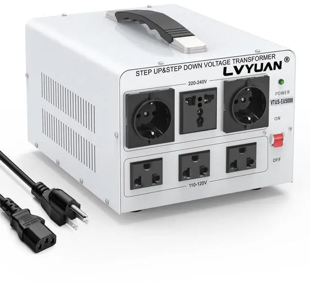 Main image of 5000W Voltage Transformer Power Converter Step Up 110V to 220V, Step Down 220V to 110V, 110/120 Volt - 220/240 Volt