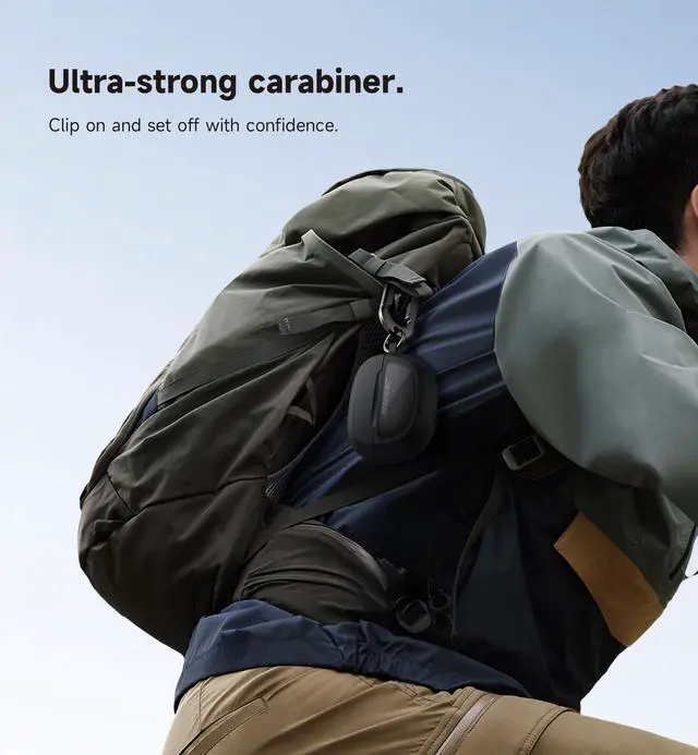 Alt view image 4 of 7 - Case Cover for Bose Ultra Open Earbuds(2024), Shockproof Protective Cover for Bose Ultra Open Wireless Ear Earbuds Charging Case Accessories with Carabiner, Black