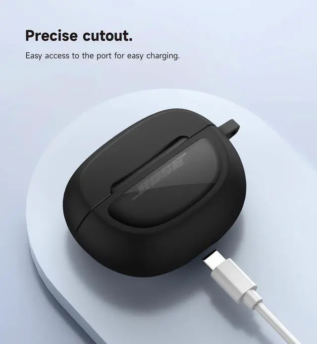 Alt view image 5 of 7 - Case Cover for Bose Ultra Open Earbuds(2024), Shockproof Protective Cover for Bose Ultra Open Wireless Ear Earbuds Charging Case Accessories with Carabiner, Black