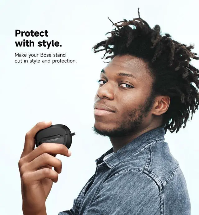Alt view image 7 of 7 - Case Cover for Bose Ultra Open Earbuds(2024), Shockproof Protective Cover for Bose Ultra Open Wireless Ear Earbuds Charging Case Accessories with Carabiner, Black