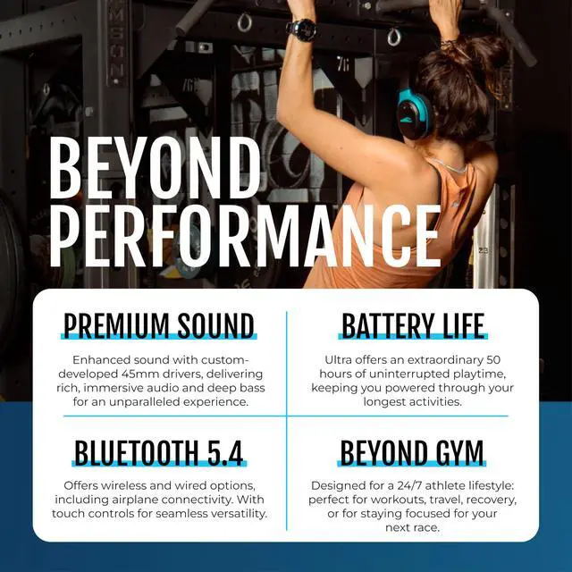 Alt view image 4 of 7 - RIPT Ultra Over-The-Ear Sport Headphones 100% Sweatproof Zwift Headphones with Active Noise Cancellation, 50H Battery, Interchangeable Washable Cushions, Bluetooth, Mic, and Travel Case