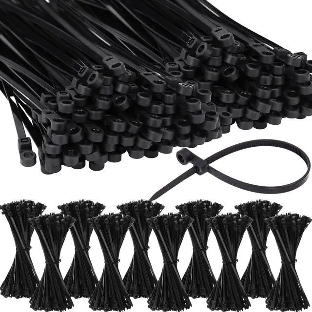 Alt view image 2 of 7 - 1000 Pcs Plastic Zip Tie with Screw Hole 7.5 Inch 50lbs Black Screw Zip Ties with Mounting Hole Multipurpose Heavy Duty for Indoor and Outdoor Use