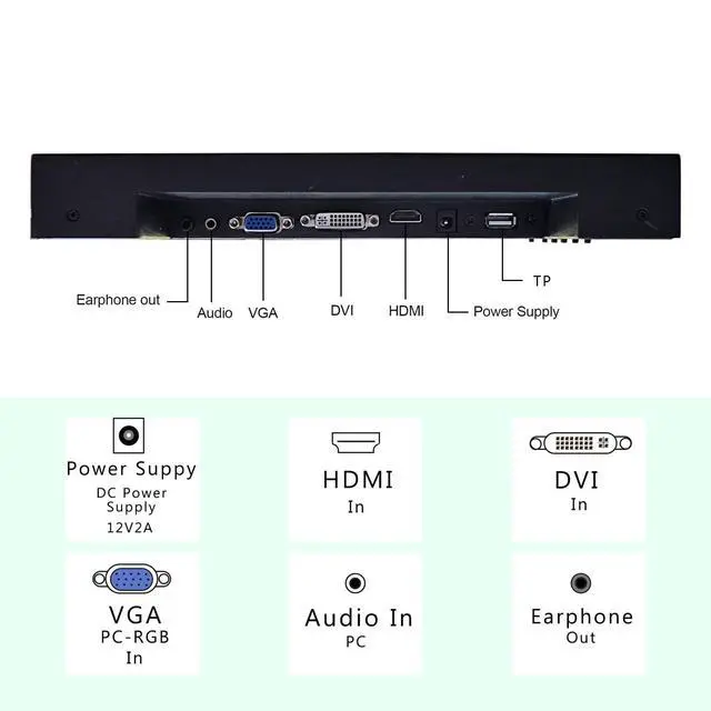 Alt view image 4 of 6 - 12.1 Inch 10 Points Touch Screen Industrial LCD Monitor 1024x768 | Supports VGA DVI Input,4:3 Aspect Ratio Display with Wall Mounting Brackets
