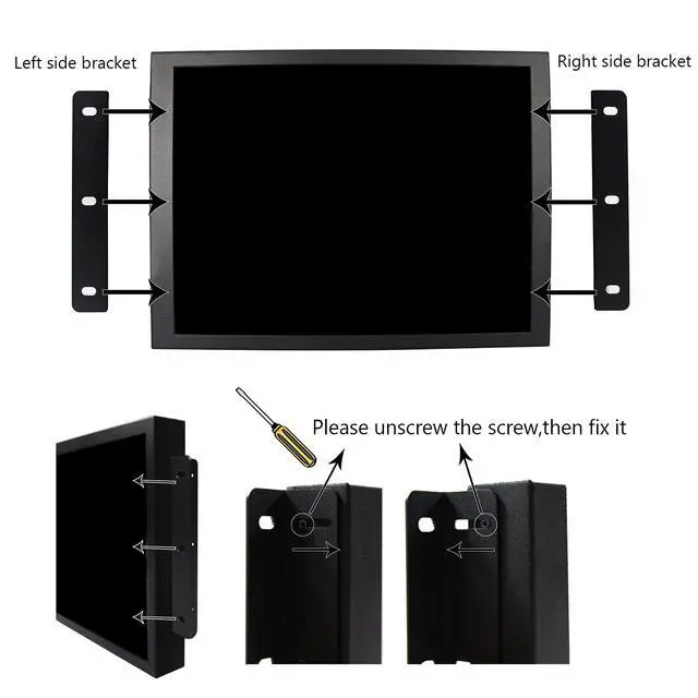 Alt view image 5 of 6 - 12.1 Inch 10 Points Touch Screen Industrial LCD Monitor 1024x768 | Supports VGA DVI Input,4:3 Aspect Ratio Display with Wall Mounting Brackets