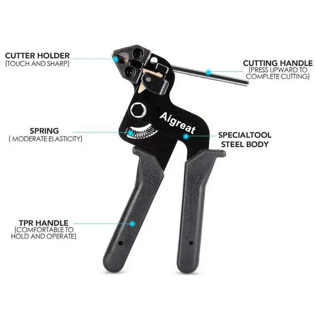 Alt view image 2 of 7 - 200PCS Metal tie wrap gun Kit, Stainless Steel Cable Tie Gun Adjustable Tensioning and Cutting Tool with 200pcs 304 Self-Locking Stainless Steel Cable Ties of sizes 4.6x270mm