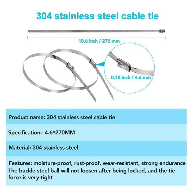 Alt view image 5 of 7 - 200PCS Metal tie wrap gun Kit, Stainless Steel Cable Tie Gun Adjustable Tensioning and Cutting Tool with 200pcs 304 Self-Locking Stainless Steel Cable Ties of sizes 4.6x270mm