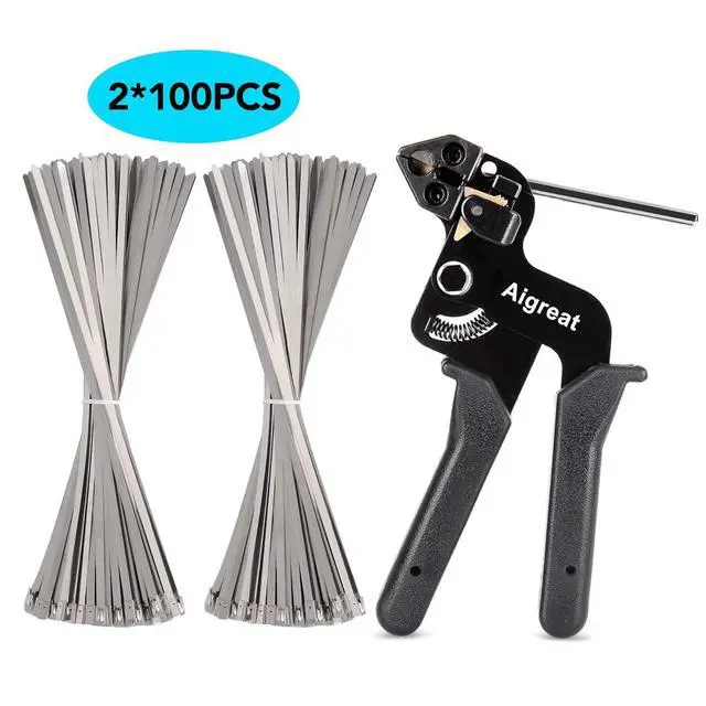 Alt view image 6 of 7 - 200PCS Metal tie wrap gun Kit, Stainless Steel Cable Tie Gun Adjustable Tensioning and Cutting Tool with 200pcs 304 Self-Locking Stainless Steel Cable Ties of sizes 4.6x270mm