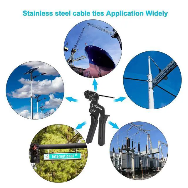 Alt view image 7 of 7 - 200PCS Metal tie wrap gun Kit, Stainless Steel Cable Tie Gun Adjustable Tensioning and Cutting Tool with 200pcs 304 Self-Locking Stainless Steel Cable Ties of sizes 4.6x270mm
