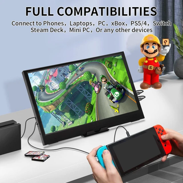 Alt view image 4 of 7 - 11.6 Inch Portable Monitor, 1366x768 HD IPS Small HDMI Display, Dual USB-C, Low Power External Screen for Laptop PC Mac Switch Rasp Pi Xbox, Lightweight Second Monitor with Stand