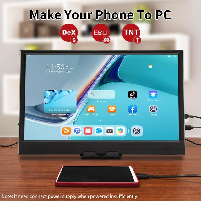Alt view image 5 of 7 - 11.6 Inch Portable Monitor, 1366x768 HD IPS Small HDMI Display, Dual USB-C, Low Power External Screen for Laptop PC Mac Switch Rasp Pi Xbox, Lightweight Second Monitor with Stand