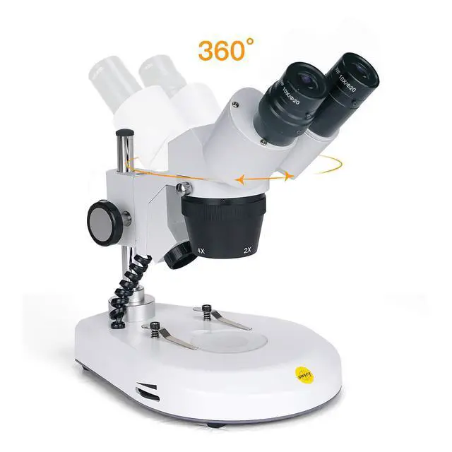 Alt view image 2 of 6 - S306S-20-2L Binocular Stereo Microscope, 20X/40X/80X Magnification, 360° Rotatable Forward-Mounted Head, Wide-Field 10X/20X Eyepieces, Upper & Lower LED Lights, Reversible Stage Plate