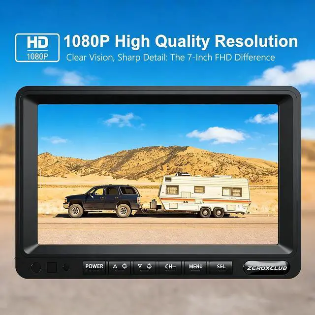 Alt view image 2 of 6 - 1080P FHD Digital Wireless Backup Camera System Kit for RV/Truck/Trailer/Van/Bus,Night Vision,7inch HD LCD Monitor,IP69 Waterproof Rear View Camera No Interference Record-HW02-M