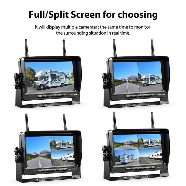 Alt view image 5 of 6 - 1080P FHD Digital Wireless Backup Camera System Kit for RV/Truck/Trailer/Van/Bus,Night Vision,7inch HD LCD Monitor,IP69 Waterproof Rear View Camera No Interference Record-HW02-M