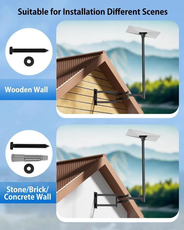Alt view image 3 of 7 - Extra Long Starlink Standard 4/4X/Gen 3 Wall Mount, Long Arm Wall Mount Fit for Standard 4/4X/Gen 3, Extension Heavy Duty Pole Mounts with Pipe Adapter Roof for Starlink Internet Kit Satellite