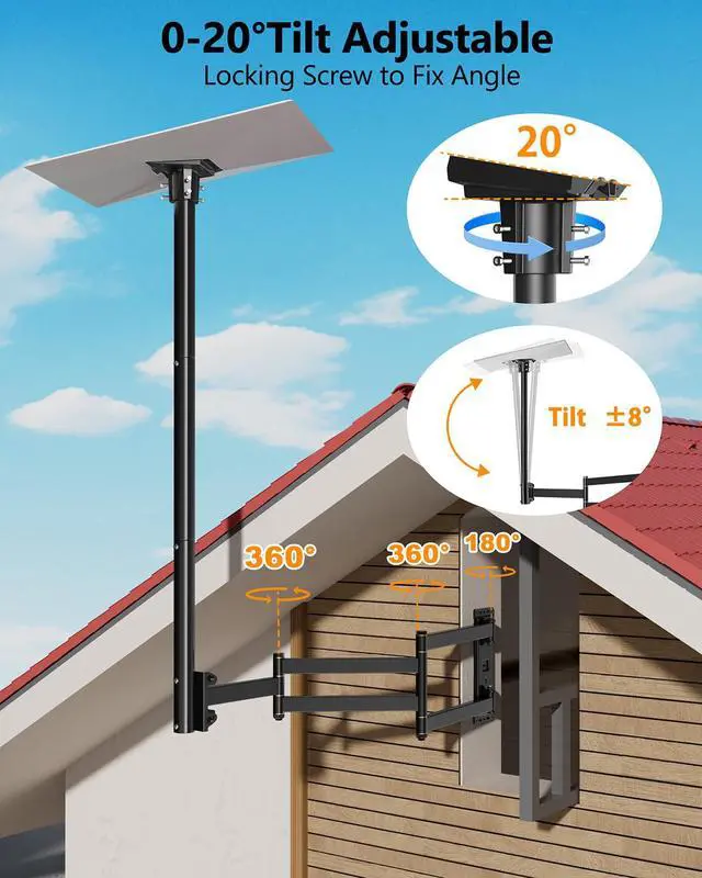 Alt view image 4 of 7 - Extra Long Starlink Standard 4/4X/Gen 3 Wall Mount, Long Arm Wall Mount Fit for Standard 4/4X/Gen 3, Extension Heavy Duty Pole Mounts with Pipe Adapter Roof for Starlink Internet Kit Satellite