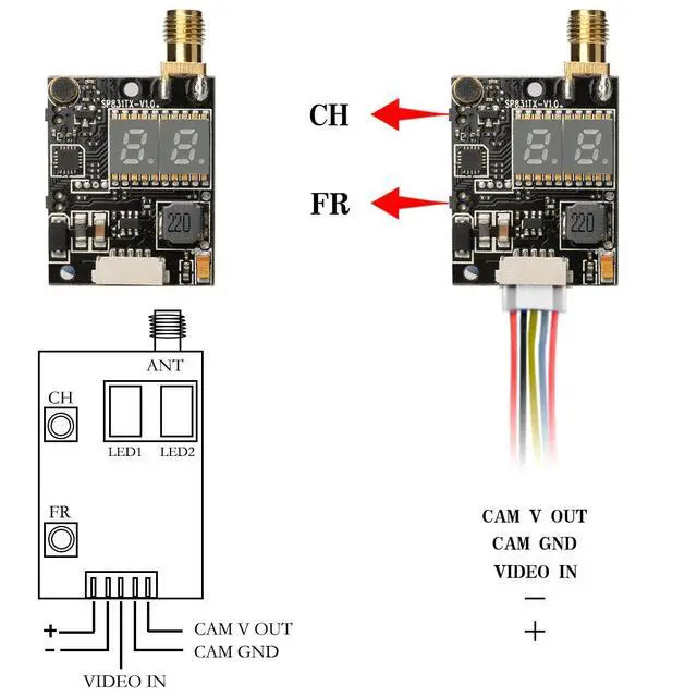 Alt view image 6 of 7 - KC04 5.8G 600mW FPV Transmitter 700TVL 2.8mm 120 Degree FPV Camera for Racing Quadcopter