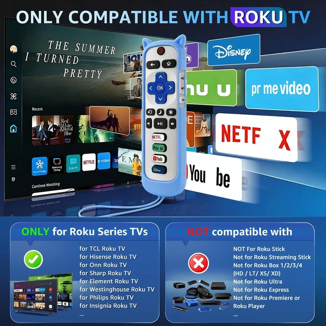 Alt view image 2 of 7 - (Pack of 3) Replacement Remote Only for Roku TV with Soft Silicone Cover Compatible for TCL Roku/Hisense Roku/Onn Roku/Sharp Roku/Element Roku/Philips Roku Smart TVGlow in The DarkRemote Backup