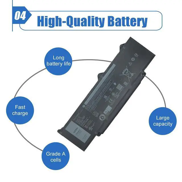 Alt view image 5 of 6 - 54Wh R73TC DR02P Laptop Battery Replacement for Dell Precision 3490 3480 3590 3580 Latitude 5450 5440 5540 5550 Series Notebook 803W6 0803W6 2X1V9 02X1V9 11.4V 4623mAh