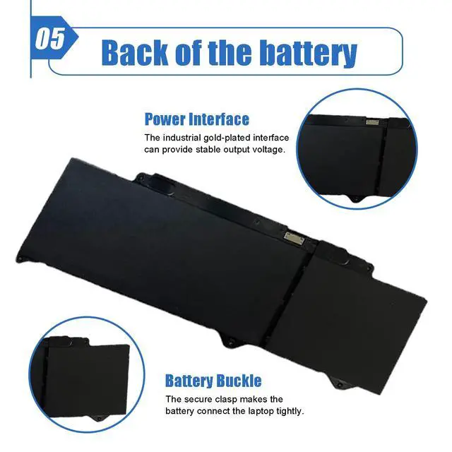 Alt view image 6 of 6 - 54Wh R73TC DR02P Laptop Battery Replacement for Dell Precision 3490 3480 3590 3580 Latitude 5450 5440 5540 5550 Series Notebook 803W6 0803W6 2X1V9 02X1V9 11.4V 4623mAh