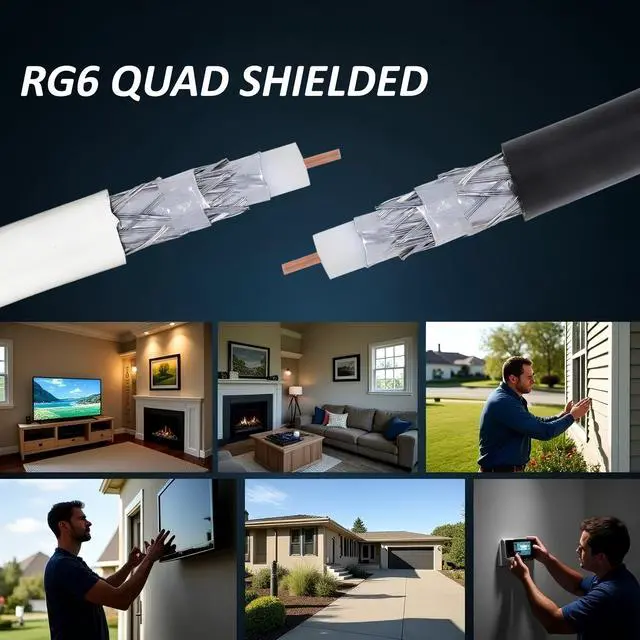 Alt view image 4 of 7 - RG6 500ft Quad Shielded Coaxial Cable - Easy Pull Box, Black & White, ETL, CL2 Rated, 18 AWG, 75 Ohm, for HDTV, Satellite, Cable TV, Internet, and CCTV Installations (Black, 500 Ft)