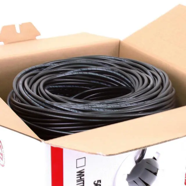 Alt view image 7 of 7 - RG6 500ft Quad Shielded Coaxial Cable - Easy Pull Box, Black & White, ETL, CL2 Rated, 18 AWG, 75 Ohm, for HDTV, Satellite, Cable TV, Internet, and CCTV Installations (Black, 500 Ft)