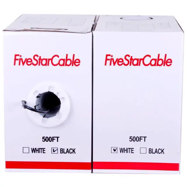 Alt view image 6 of 7 - RG6 500ft Quad Shielded Coaxial Cable - Easy Pull Box, Black & White, ETL, CL2 Rated, 18 AWG, 75 Ohm, for HDTV, Satellite, Cable TV, Internet, and CCTV Installations (Black, 500 Ft)