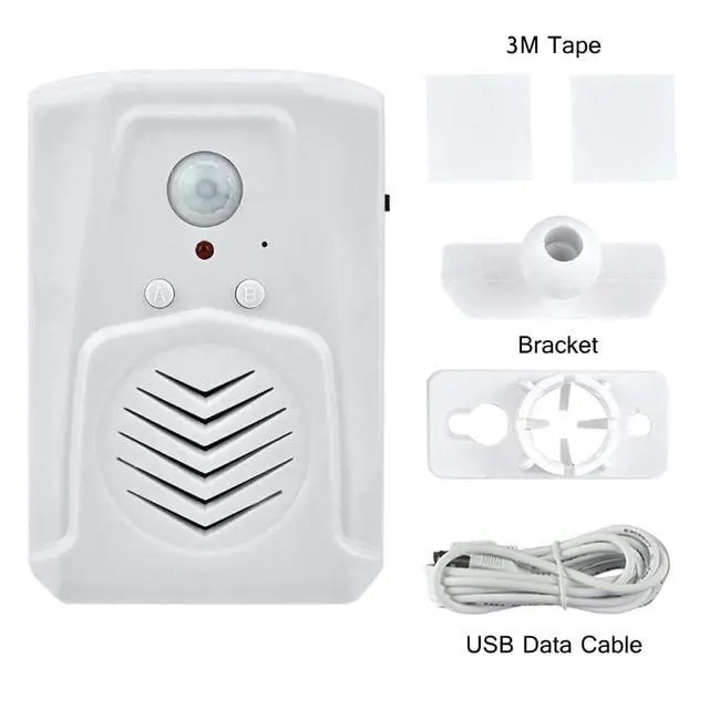 Alt view image 7 of 7 - PIR Motion Sensor Activated Sound Player Speaker with USB Cable, Download Your own MP3 Audio Files to Play Speech, Music or Sound Effects (White)