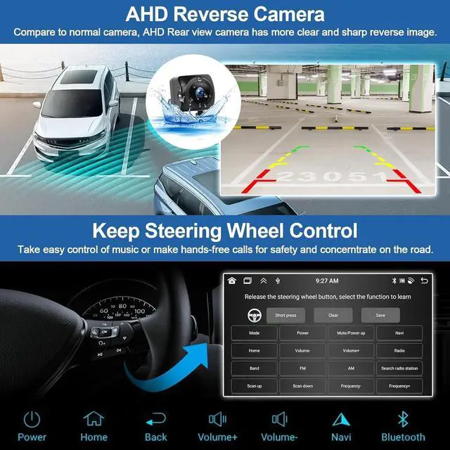 Alt view image 4 of 7 - Single Din Car Stereo Radio for 1992-1997 Ford F150 F250 F350 Touchscreen | Wireless CarPlay & Android Auto,9" Touch screen,1 Din Car Audio Receivers w/Bluetooth Mirror Link SWC FM AM Back Camera