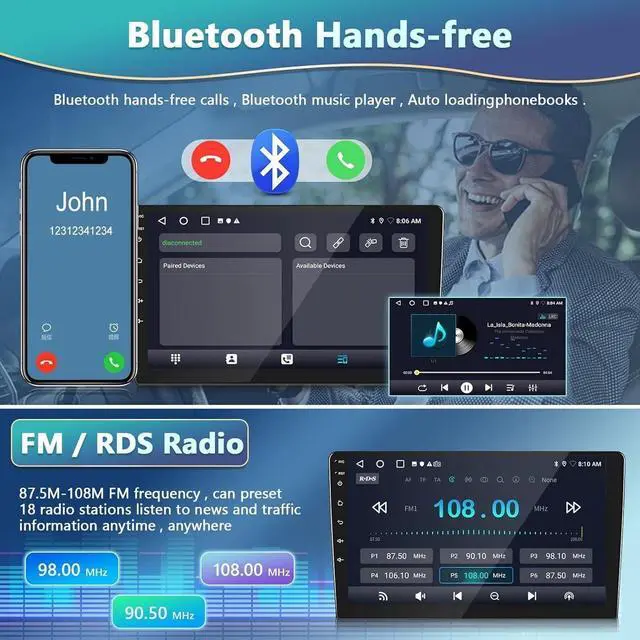 Alt view image 5 of 7 - Single Din Car Stereo Radio for 1992-1997 Ford F150 F250 F350 Touchscreen | Wireless CarPlay & Android Auto,9" Touch screen,1 Din Car Audio Receivers w/Bluetooth Mirror Link SWC FM AM Back Camera