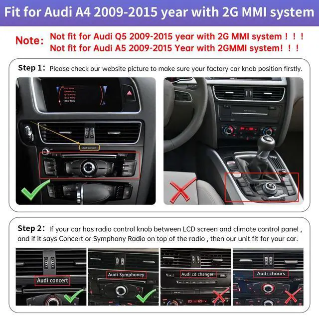 Alt view image 2 of 7 - 8.9" CarPlay Screen for Audi A4 with 2G MMI (2009-2015) | Linux HD Screen, Support Wireless CarPlay, Android Auto, Mirrorlink, OEM Integration Car Stereo
