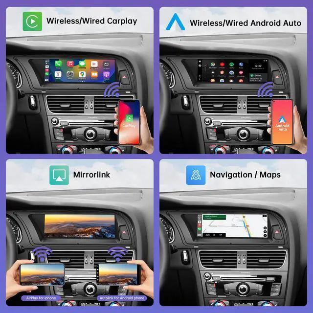 Alt view image 4 of 7 - 8.9" CarPlay Screen for Audi A4 with 2G MMI (2009-2015) | Linux HD Screen, Support Wireless CarPlay, Android Auto, Mirrorlink, OEM Integration Car Stereo