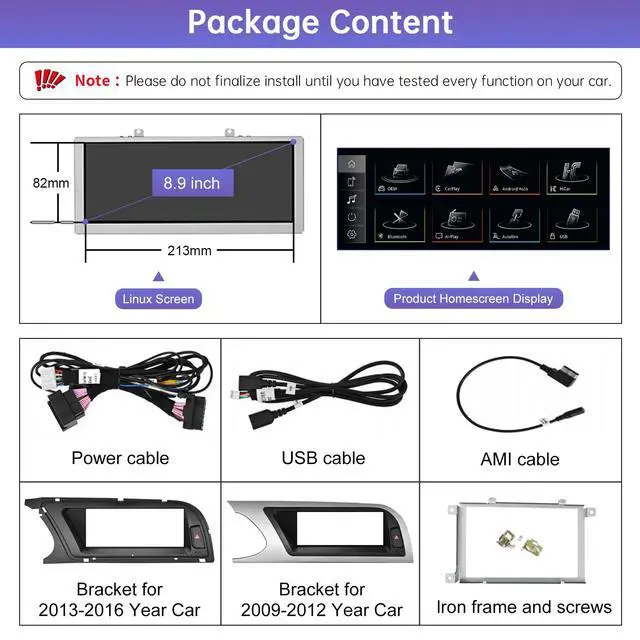 Alt view image 7 of 7 - 8.9" CarPlay Screen for Audi A4 with 2G MMI (2009-2015) | Linux HD Screen, Support Wireless CarPlay, Android Auto, Mirrorlink, OEM Integration Car Stereo
