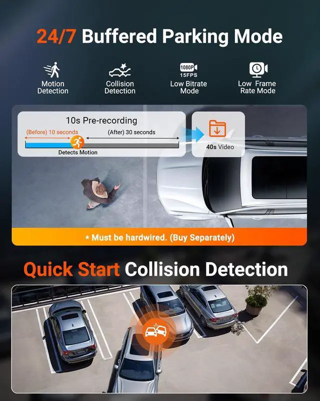 Alt view image 4 of 7 - N4S 3 Channel Dash Cam, STARVIS 2 HDR IR Night Vision | 2.7K+1440P+1440P Front Inside Rear,PlatePix, Voice Control,GPS,24/7 Parking Mode,Supports 1TB Max
