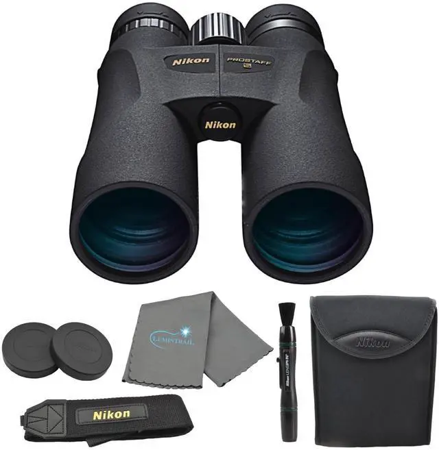 Main image of PROSTAFF 5 12x50 (7573) Black Binoculars Bundle with Lens Pen and Cleaning Cloth, Compact Binoculars for Adults for Hunting, Bird Watching, and Hiking Essentials, Zoom, Travel