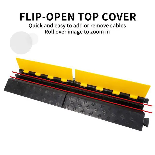 Alt view image 5 of 7 - Rubber Cable Ramp Cord Cover Cable Protector Ramps Wire Hose Protective 2 Channel 22000Lbs Load Capacity Traffic Speed Bump for Asphalt Concrete Gravel Driveway Indoor Outdoor, 1 Pack