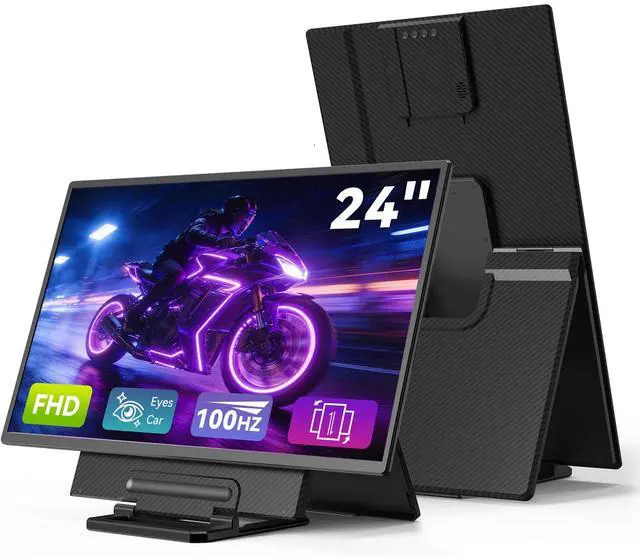 Main image of Large Portable Monitor 24 inch - 1080P FHD 100Hz Travel Monitor, 125% sRGB IPS Laptop Screen Extender, VESA Compatible, Height Adjustable Detachable Stand with USB-C HDMI for Work Gaming Office Home