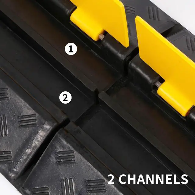 Alt view image 7 of 7 - Rubber Cable Ramp Cord Cover Cable Protector Ramps Wire Hose Protective 2 Channel 22000Lbs Load Capacity Traffic Speed Bump for Asphalt Concrete Gravel Driveway Indoor Outdoor, 1 Pack