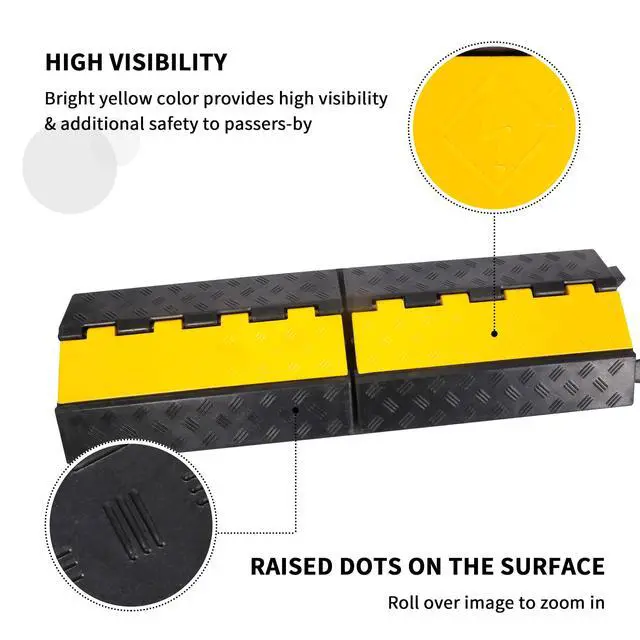 Alt view image 6 of 7 - Rubber Cable Ramp Cord Cover Cable Protector Ramps Wire Hose Protective 2 Channel 22000Lbs Load Capacity Traffic Speed Bump for Asphalt Concrete Gravel Driveway Indoor Outdoor, 1 Pack