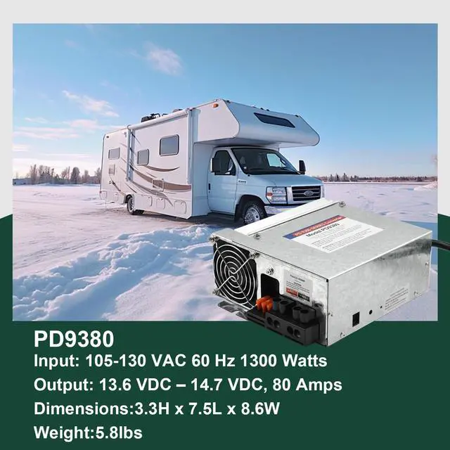 Alt view image 5 of 7 - PD9380 Power Converter replacement-9300 Series Converter,80Amp 120V to 12V RV Converter Charger for RV Camper Caravans Trailer Battery,1300W