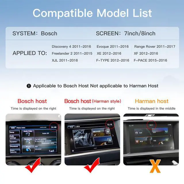 Alt view image 6 of 7 - Wireless Carplay/Android Auto Module for Land Rover Jaguar Bosch Discovery 4 Aurora Freelander 2 XE XF XJ with Bosch System 2011-2016 Support Mirrorlink and OEM Car Functions