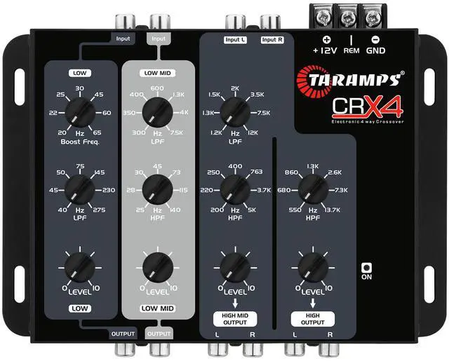Main image of Taramps Crx4 Electronic 4 Way Crossover Rca Channels 8 Volts Rms Car Audio Processor Stereo Equalizer Great for Low/High with Bass Boost, Compact Size