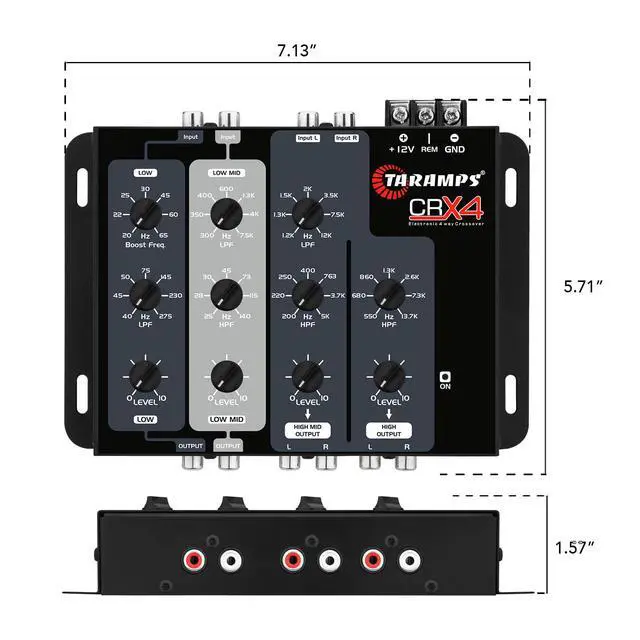 Alt view image 6 of 7 - Taramps Crx4 Electronic 4 Way Crossover Rca Channels 8 Volts Rms Car Audio Processor Stereo Equalizer Great for Low/High with Bass Boost, Compact Size